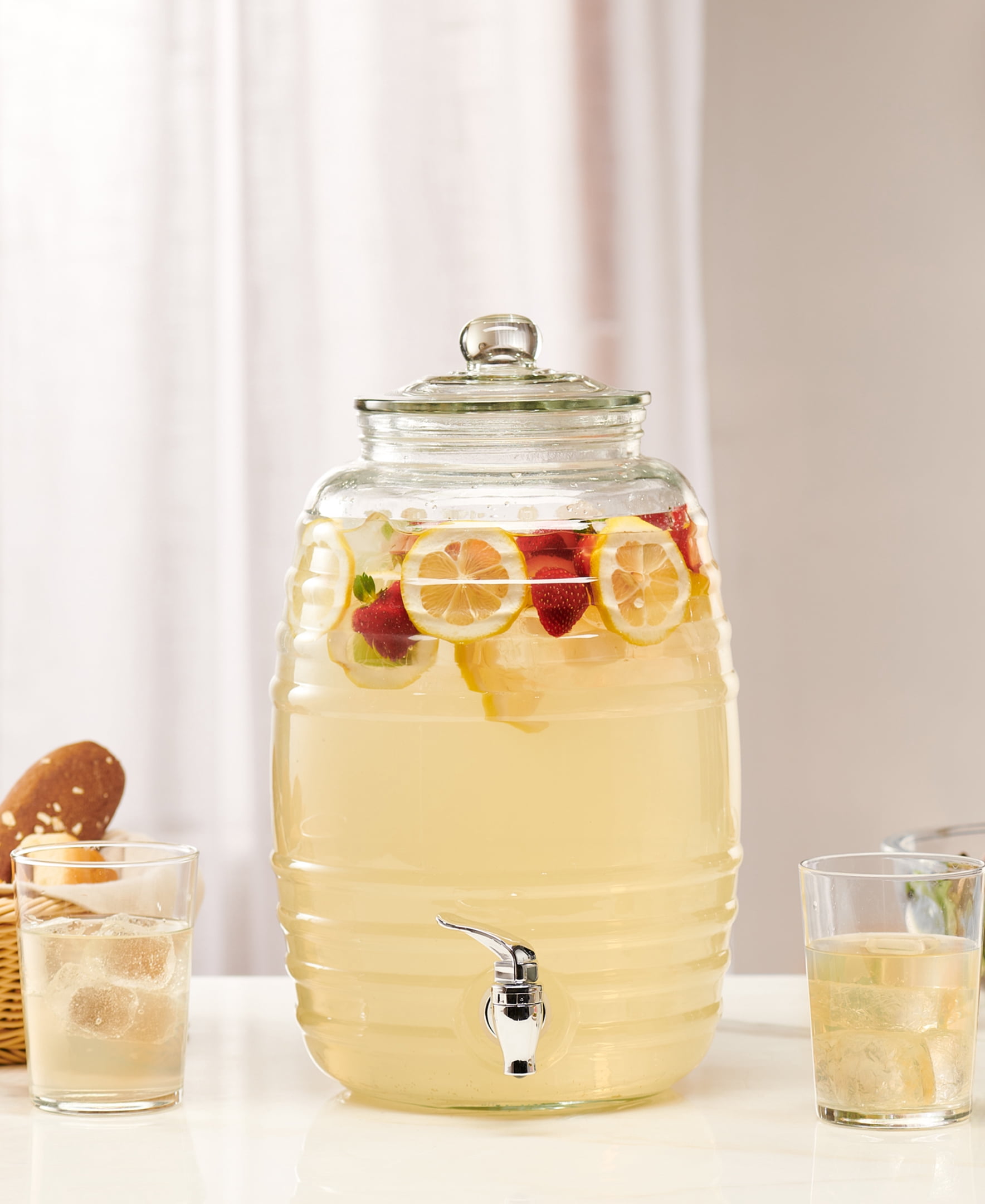 Glass Setter Style Setter 2.5 Gallon Glass Beverage Dispenser with Spigot for Cold ...