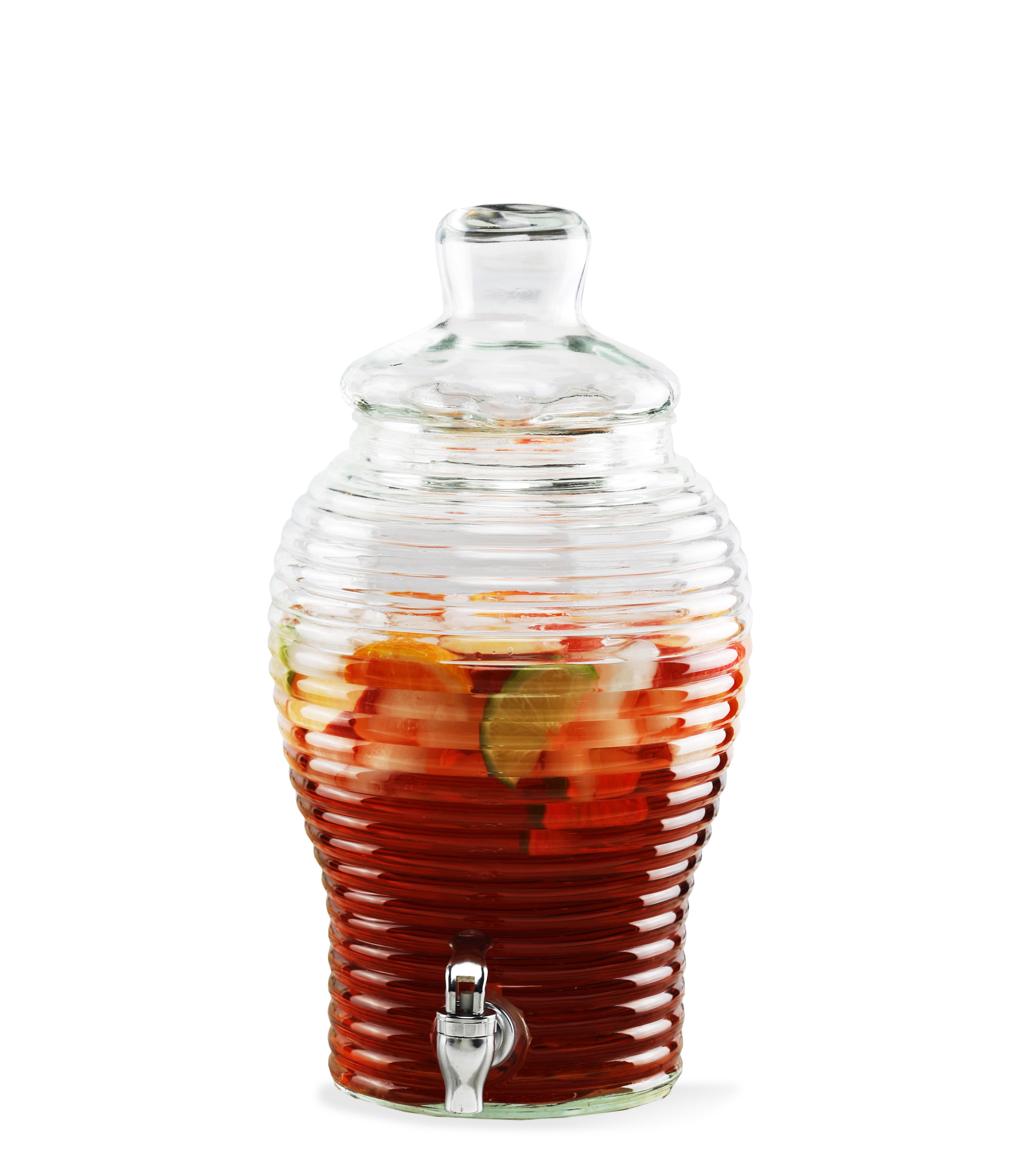 JoyJolt Glass Fluted Drink Dispenser, Ice Cylinder, & Fruit Infuser-1  Gallon Dispensers for Parties