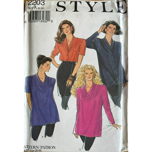 Style Sewing Pattern 2203 Loose-Fitting Tops Size 6-8-10-12-14-16
