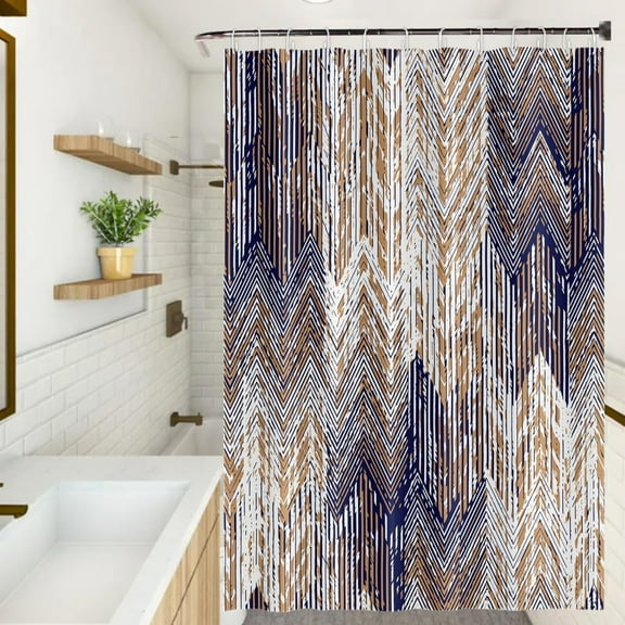 Style Shower Curtain Grunge Old Blue Brown Arrow Geometric Pattern Shower Curtains for Modern Artistic Bathroom Waterproof Fabric Decor Set with Hooks, 72W x 72H Inch