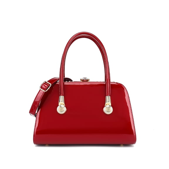 Style Strategy purses patent leather Satchel handbags for women Top Handle with kiss lock Shoulder bags crossbody for women