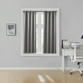 thumbnail image 1 of Style U 3-Piece Tension Rod and Grey Solid Rod Pocket Room Darkening Indoor Curtain Set, 1 of 5