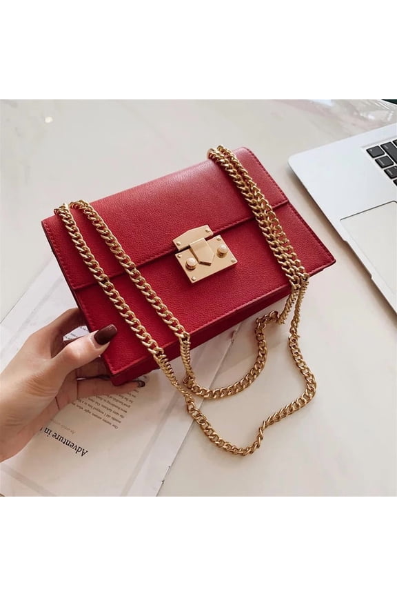 Style Unisex Faux Leather Shoulder Messenger Bag, Red, 1-Piece