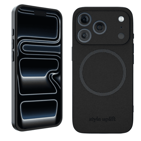 Style Uplift SU - Magnetic Case for iPhone 17 Pro Vegan Leather Case - SU.Shield Slim & Protective Design, Compatible with MagSafe, Wireless Charging - Black Case, Phone Case for iPhone 17 Pro