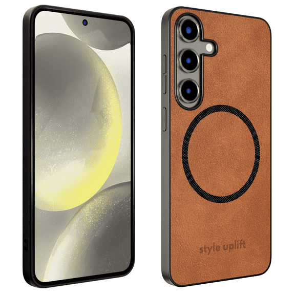 Style Uplift SU.Shield Phone Case for Samsung Galaxy S24 Ultra – Tan Brown Vegan Leather, Magsafe Compatible, Slim & Durable Eco-Friendly Protection