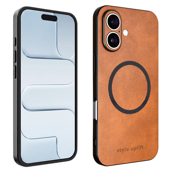 Style Uplift SU - Tan Brown Case for iPhone 17 Magnetic Vegan Leather Case -SU.Shield Slim & Protective Design, Compatible with MagSafe, Wireless Charging - Phone Case for iPhone 17
