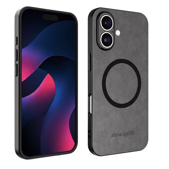 Style Uplift SU - Wireless Charging Case for iPhone 17 Premium Gray Suede Magnetic Case - SU.Shield Slim & Protective Design, Compatible with MagSafe - Suede, Case for iPhone 17