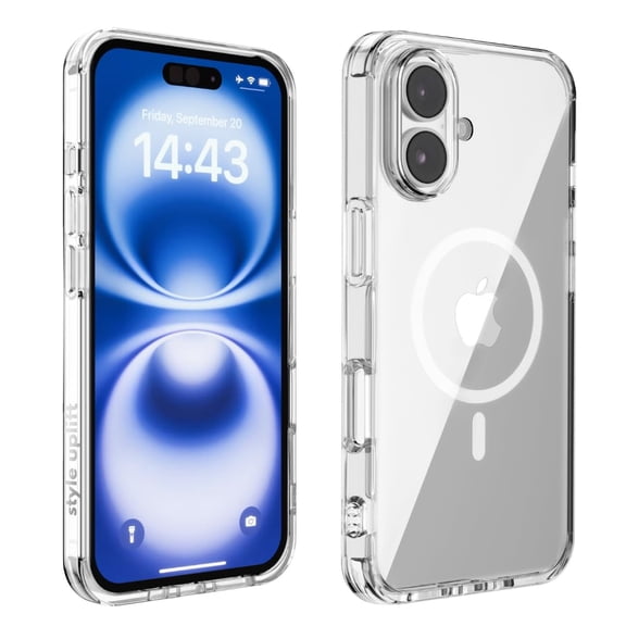 Style Uplift SU - iPhone 16 Magnetic Clear Case Slim Shockproof Design, Compatible with MagSafe, Wireless Charging Case - Transparent Cover, Anti Yellowing Phone Case for iPhone 16 (6.1")