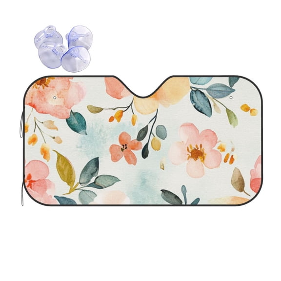 Style Watercolor Flowers Print Patterns Car Windshield Sun Shade Universal Fit Auto Sun Visor Protector