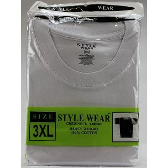 Style Wear T-Shirt - Round Neck Wht 3Xl - 1 count only