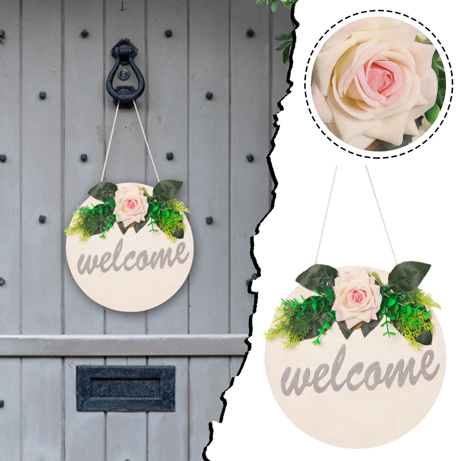 Style Wood Plate Green Hanging Decoration Home Door Frame Wall
