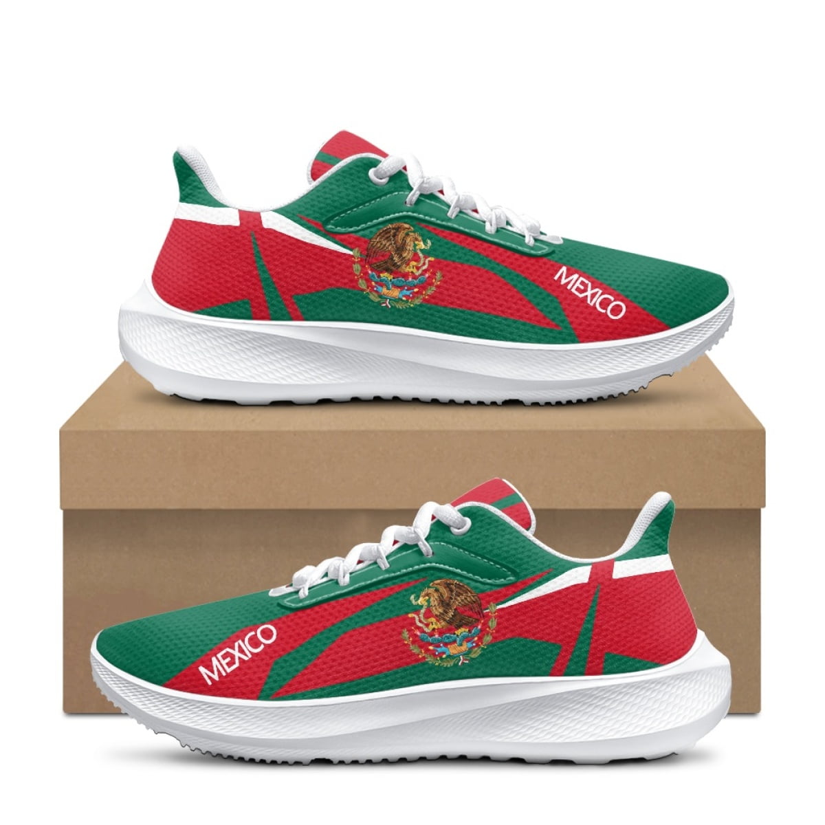 Style Women's Running Shoes Mexico Flag Design Wear Resistant