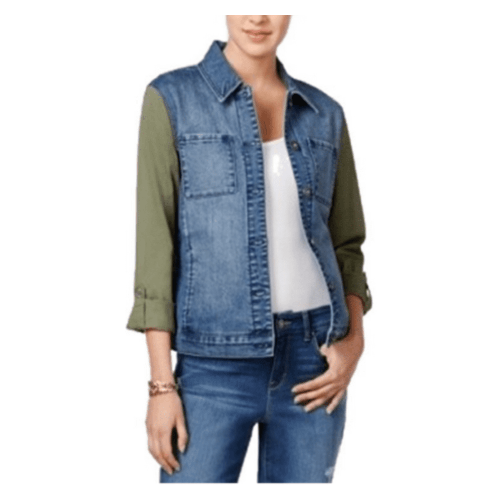 Style and Co Mixed-Media Denim Jacket,, Size S, MSRP $69