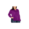 thumbnail image 1 of Style and Co Women's  Hits At Low Hip And Round Neck Top  1X/Dark Grape, 1 of 2