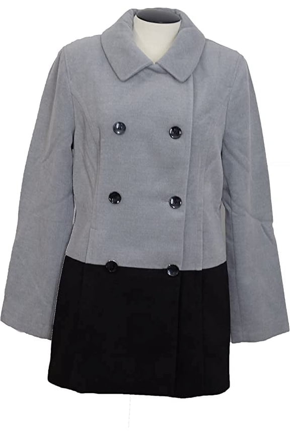 Style&co Double-Breasted Colorblocked Pea Coat Medium