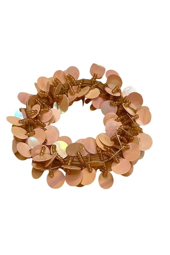 Style & co Stretchy Bracelet Beige Peach Sequins & Beads Silver-tone Cute Gift