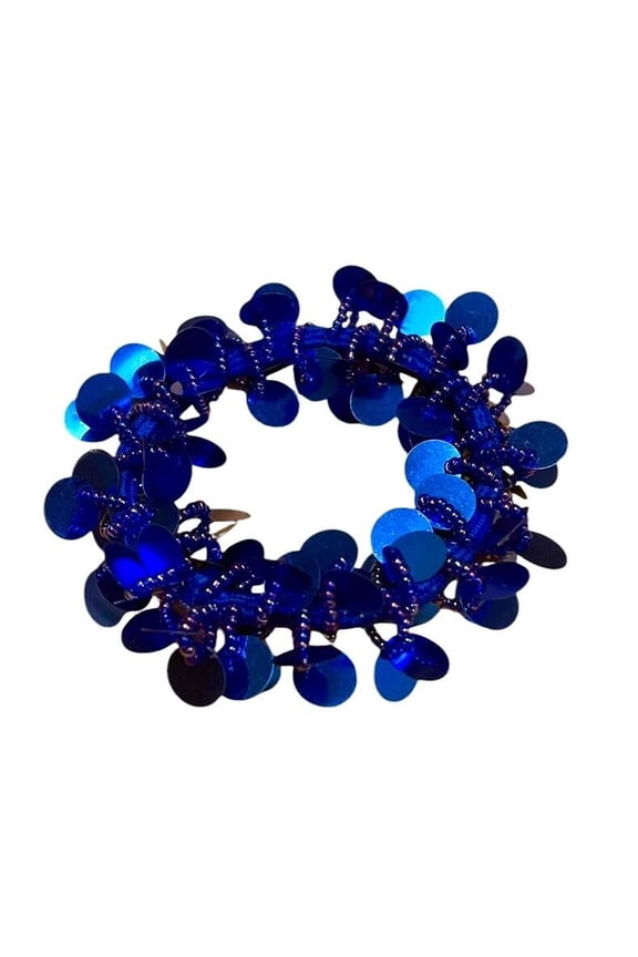 Style & co Stretchy Bracelet Royal Navy Blue Sequins & Beads Silver-tone So Cute
