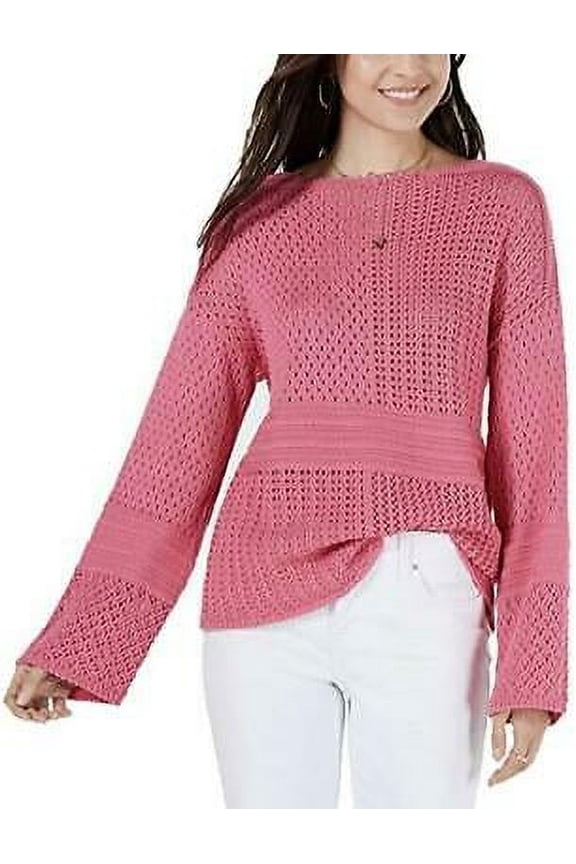 Style&co. Women's Berry Punch Patchwork Stitch Crocheted Sweater Size M