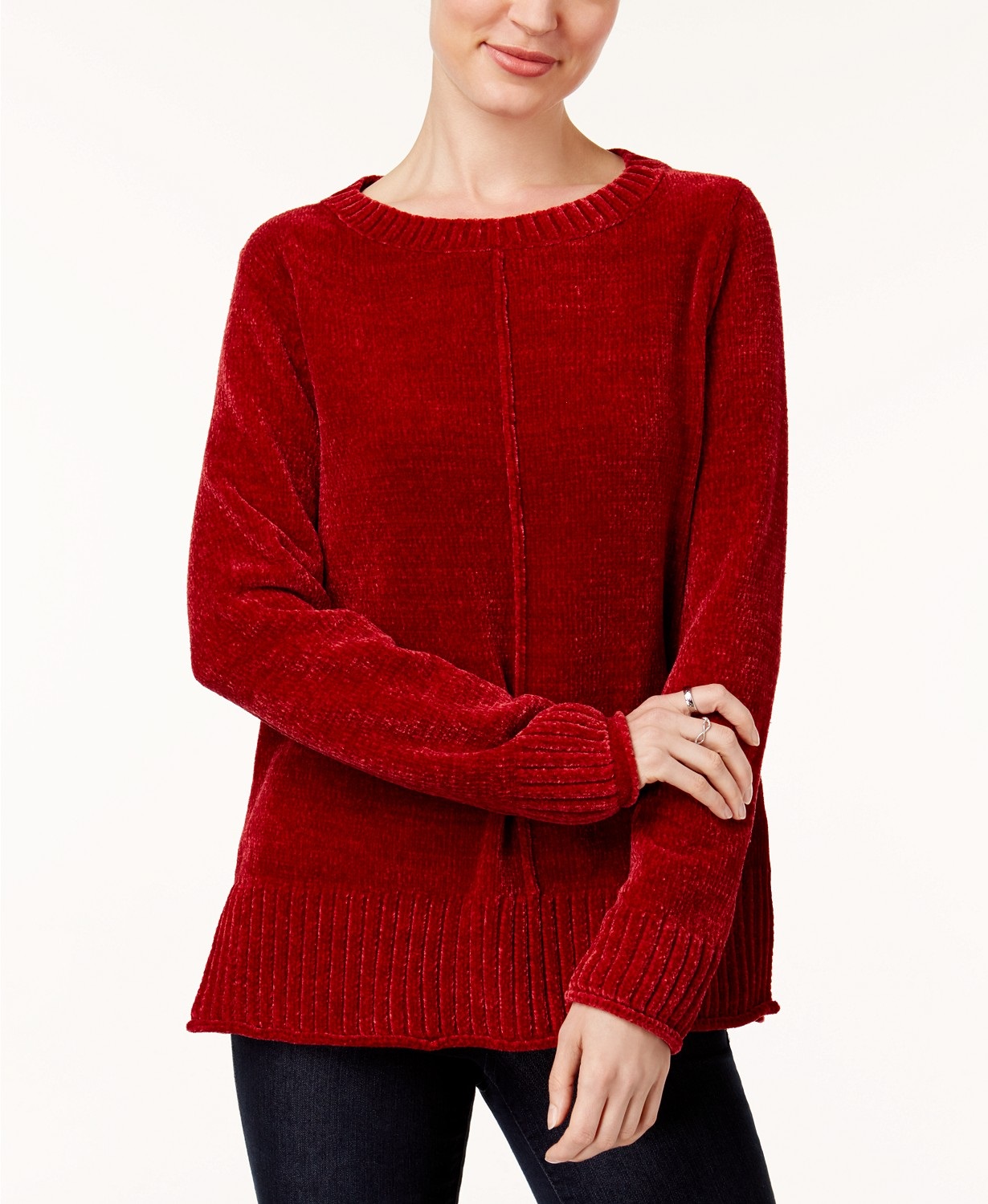 Style & co Women's Petite Chenille Sweater Red Size Petite