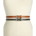 thumbnail image 1 of Style&co Women’s Rhinestone & Stud 2-for-1 Skinny Belts, Black &amp; Cognac, Medium, 1 of 1