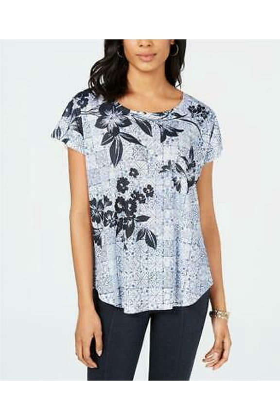 co. Women's Short Sleeve Floral Dolman Sleeve Top Size S