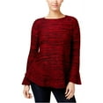 thumbnail image 1 of Style & Co Flared Crew Neck Sweater New Red Black M, 1 of 1