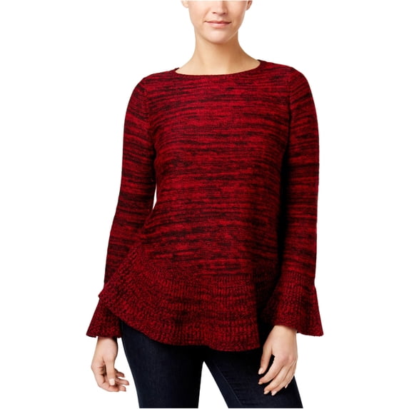 Style & Co Flared Crew Neck Sweater New Red Black M