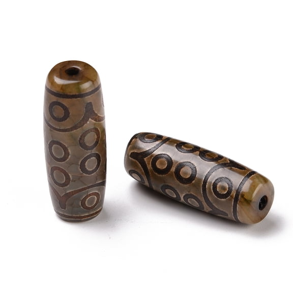 Style dZi Beads Agate Beads Dyed Heated Oval 18-Eye 28.5~32x10~12.5mm Hole: 1.5~3mm