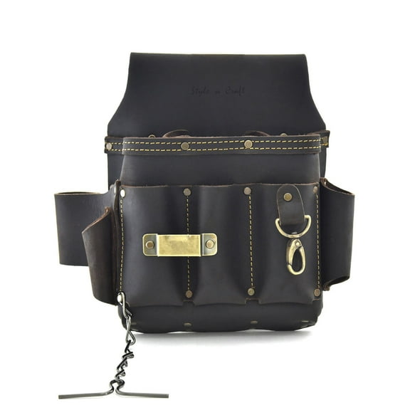 Style n Craft Electrician's Tool Pouch in Full Grain Oiled Leather with Ten Pocket
