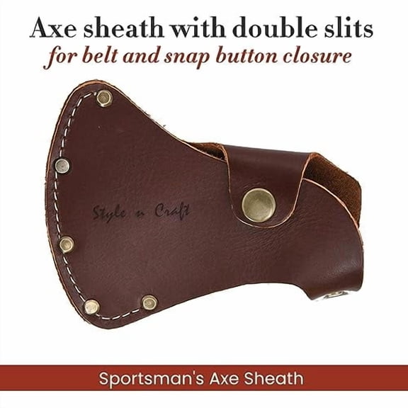 Style n Craft Sportsman's Axe Sheath, Full-Grain Leather Hatchet Sheath, Hatchet Sheath with Secure Covering for Axe Head, Dark Tan (98026)
