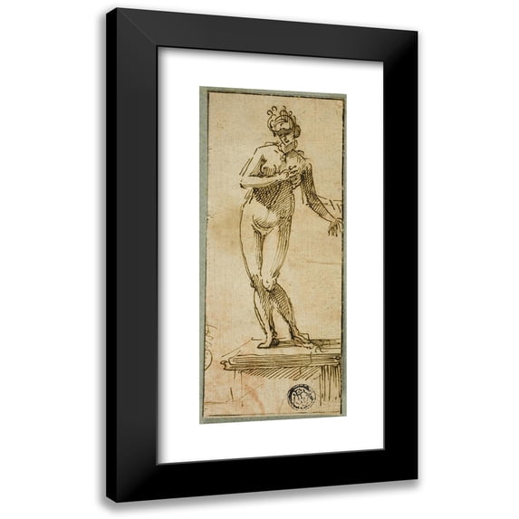 Style of Francesco Allegrini 8x14 Black Modern Framed Museum Art Print Titled - Venus on Pedestal