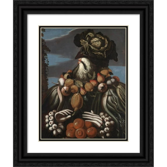 Style of Giuseppe Arcimboldo 15x18 Black Ornate Wood Framed Double Matted Museum Art Print Titled - Winter (ca. 1580-1600)