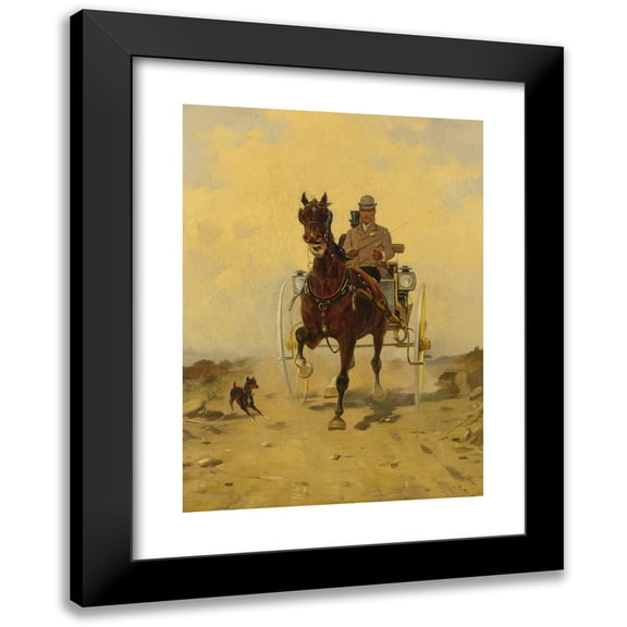 Style of René-Pierre-Charles Princeteau 18x24 Black Modern Framed Museum Art Print Titled - Horse and Carriage