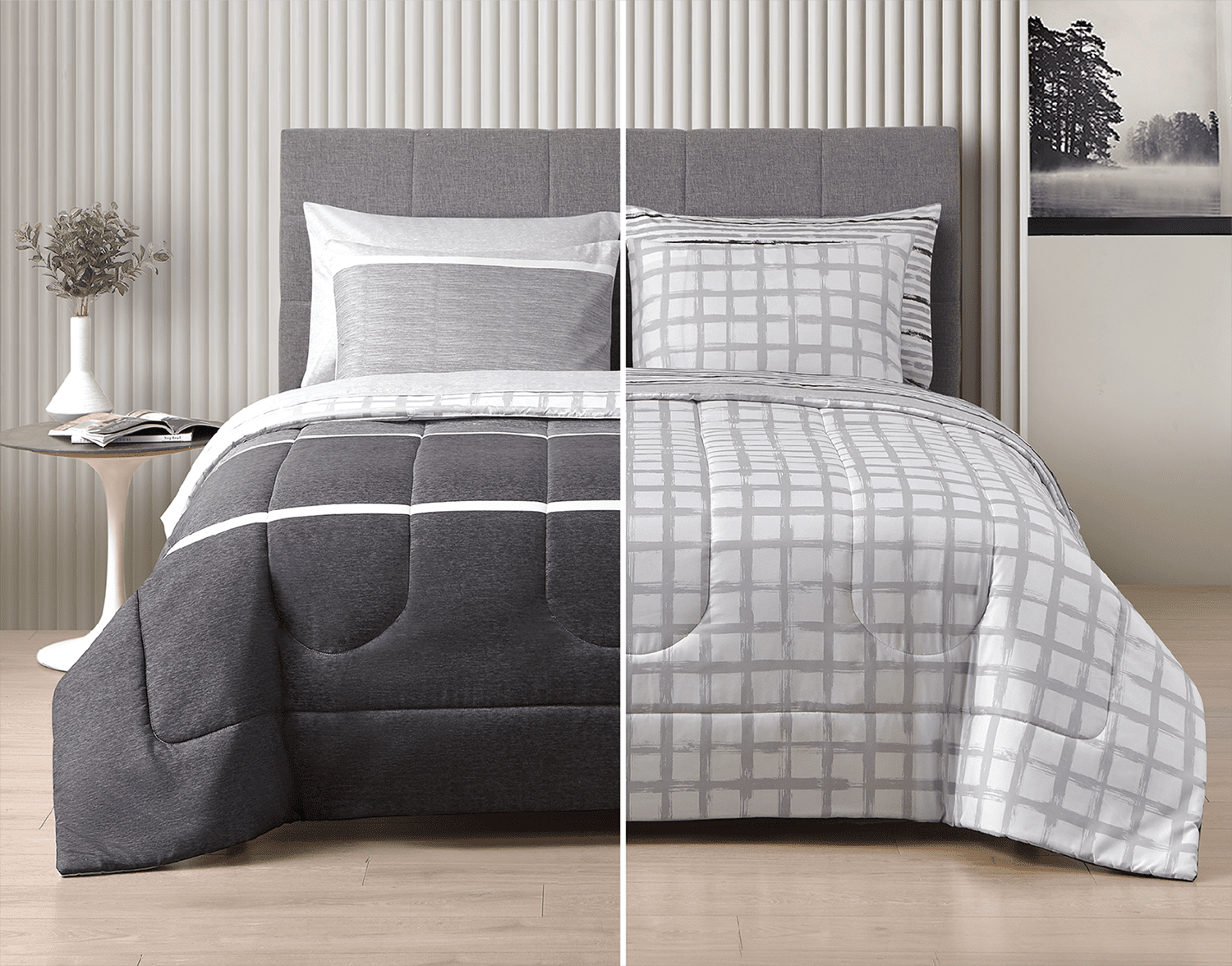 Style2 Alfie Gray 7Piece Mix & Match Reversible Bed in a Bag , Queen