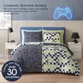 thumbnail image 1 of Style2 Mix & Match 7-Piece Reversible Bed in a Bag Comforter Set with Sheets, Gamer Blue, Full, 1 of 4