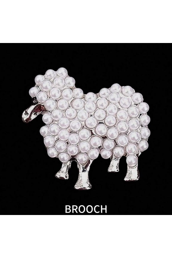 Style6 Pearl Sheep Brooch, 3D Alloy Rhinestone Pearl Animal Pin, Elegant Fashion Accessory For Dress Or Suit