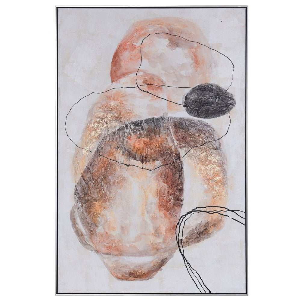 Large Abstract Multicolor Canvas Painting with Black Frame