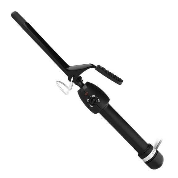StyleCraft Stay-Temp Black Gold Extra Long Professional 0.5 in Plastic Hair Curling Iron, Black, Gold