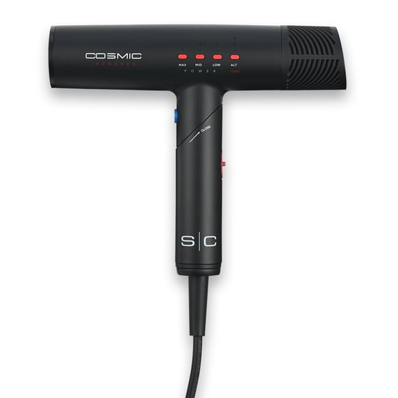 StyleCraft Cosmic Compact Foldable Ionic Hair Dryer, 1400W, Black, Professional Lightweight Brushless Motor