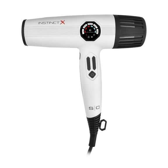 StyleCraft Instinct-X Professional Ionic Hair Dryer with Digital Display 2 Nozzles 1 Diffuser White