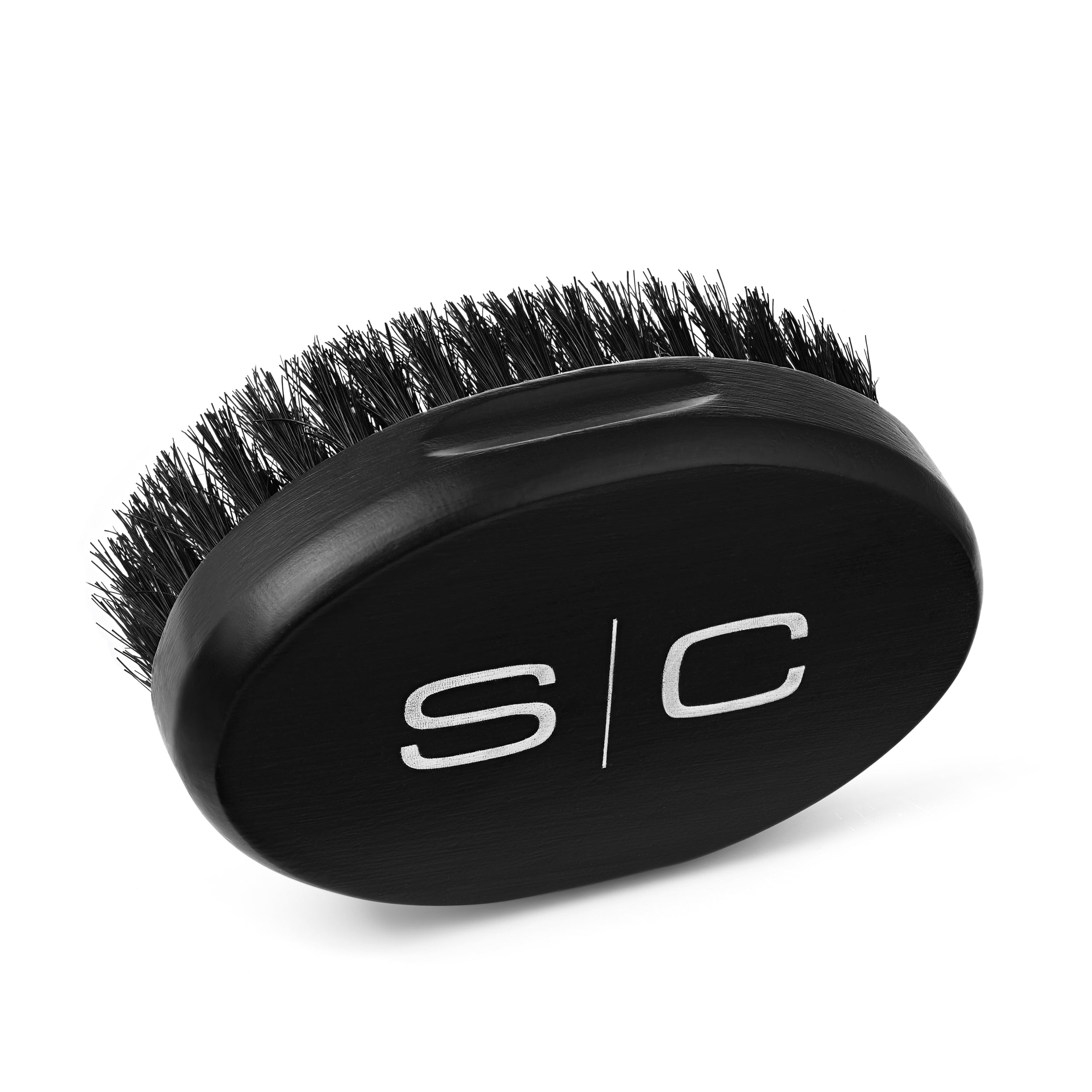 StyleCraft Professional Military "Oval" Hair Brush, Natural Bristles, Black