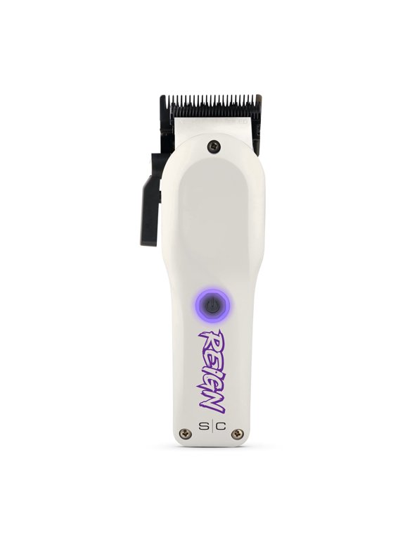 Reign Professional Hair Clipper with Brushless Motor, USB-C Rechargeable, Black Diamond Echo Taper Blade, White