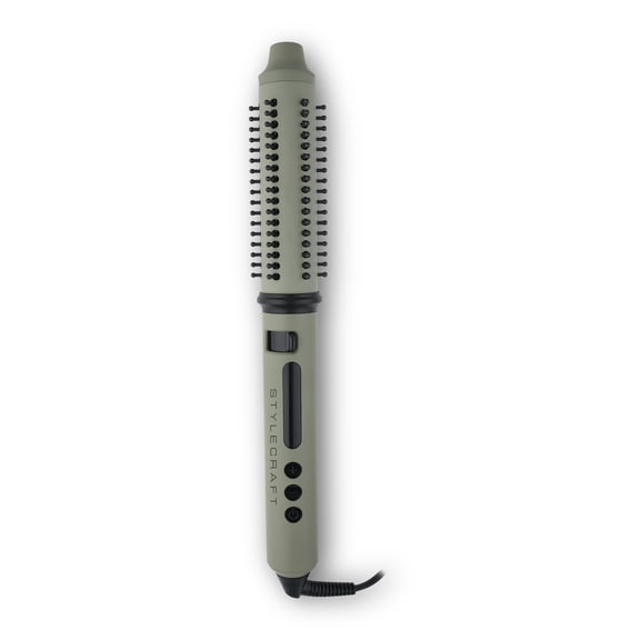 StyleCraft Sage Ceramic Styling Tools – 2-in-1 Retractable Bristle Brush & Triple Barrel Deep Waver with Tourmaline Technology