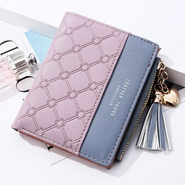 StyleElin Women Short Cute 3 Colors Splice Simple Short Wallet Coin Zipper Short Purse