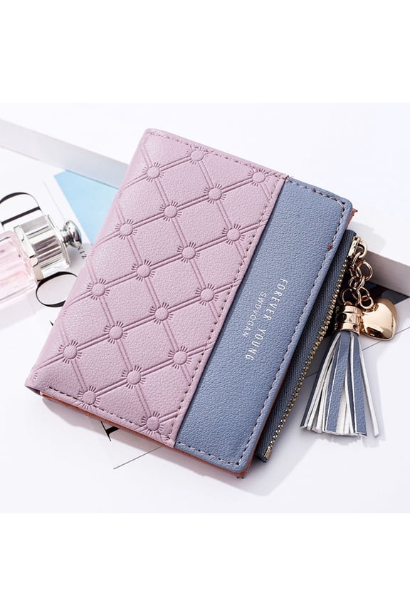 Fashion Women Wallets Female PU Leather Wallet Mini Ladies Purse Zipper Clutch Bag Money Card Holder for Women Girl(Purple)