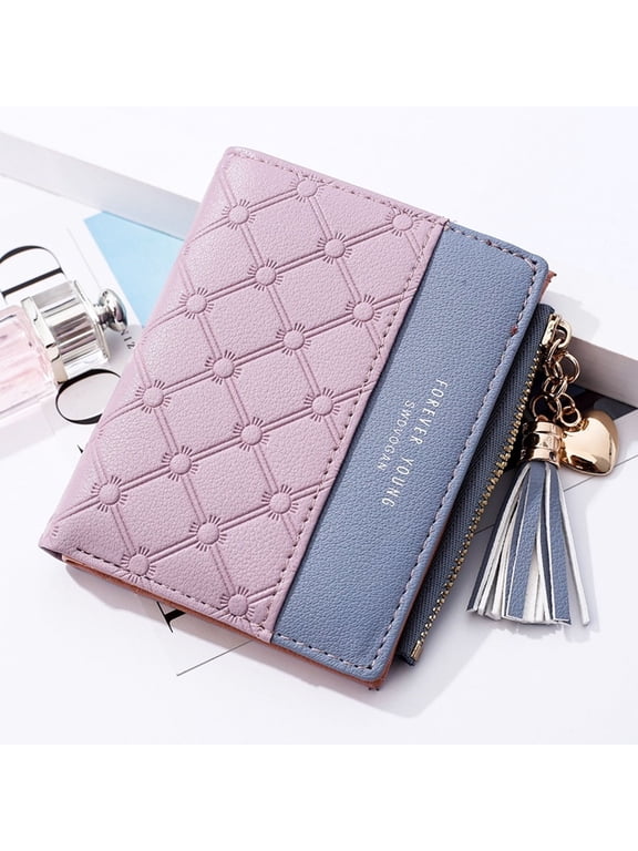 Fashion Women Wallets Female PU Leather Wallet Mini Ladies Purse Zipper Clutch Bag Money Card Holder for Women Girl(Purple)