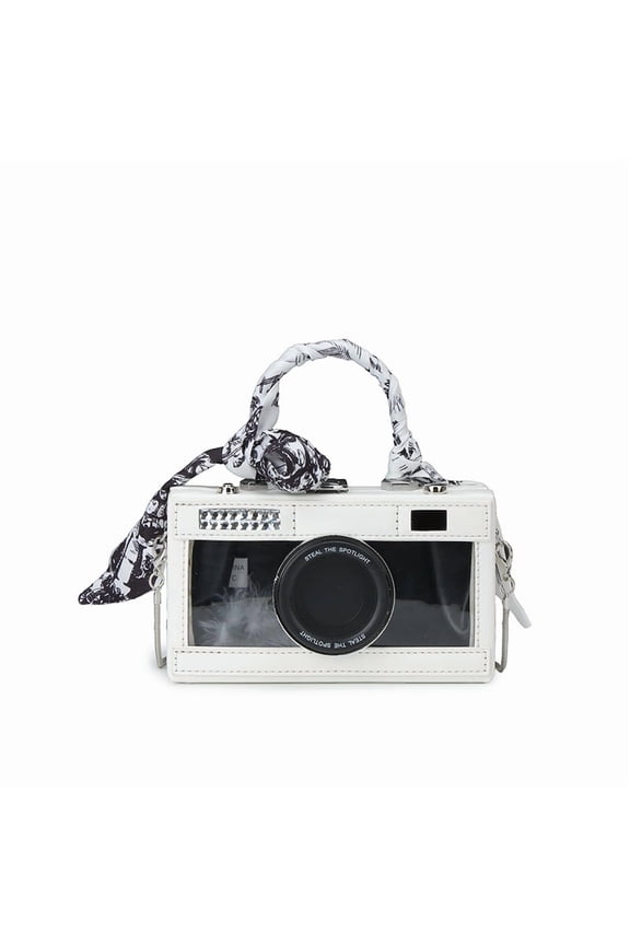 Camera-Shaped Crossbody Bag for Women, Stylish Ribbon Handle Chain Purse - Trendy Daily Casual Box Bag
