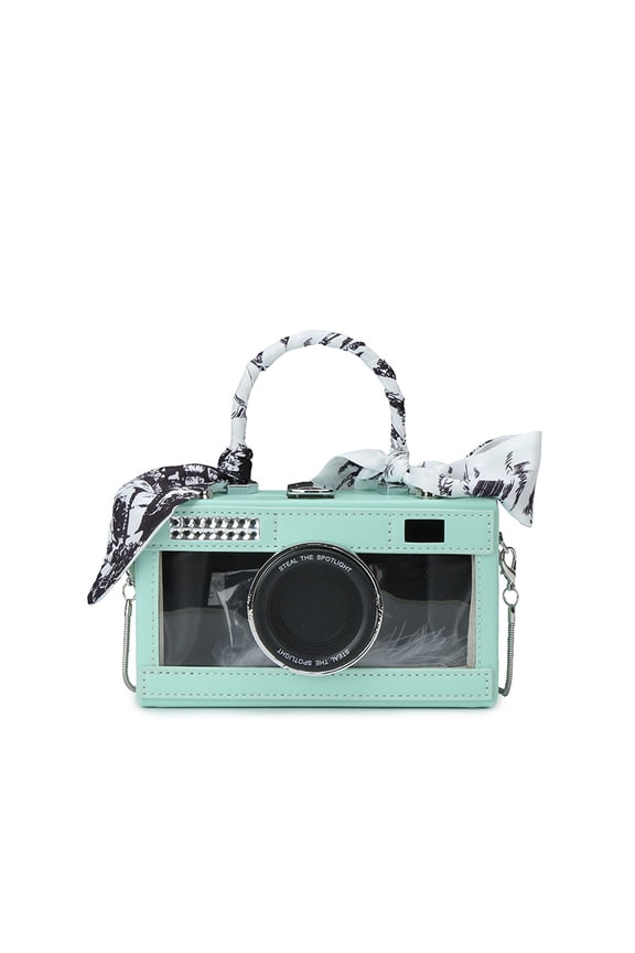 Camera-Shaped Crossbody Bag for Women, Stylish Ribbon Handle Chain Purse - Trendy Daily Casual Box Bag