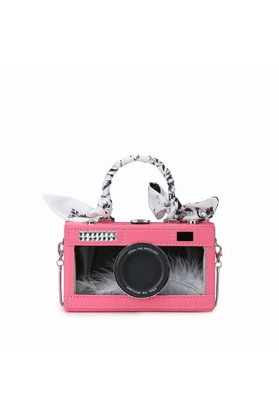 Camera-Shaped Crossbody Bag for Women, Stylish Ribbon Handle Chain Purse - Trendy Daily Casual Box Bag