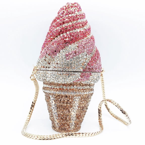 StyleSack Cute Ice Cream Cupcake Rhinestone Clutch - Luxury Twinkling Evening Purse for Women Wedding Party